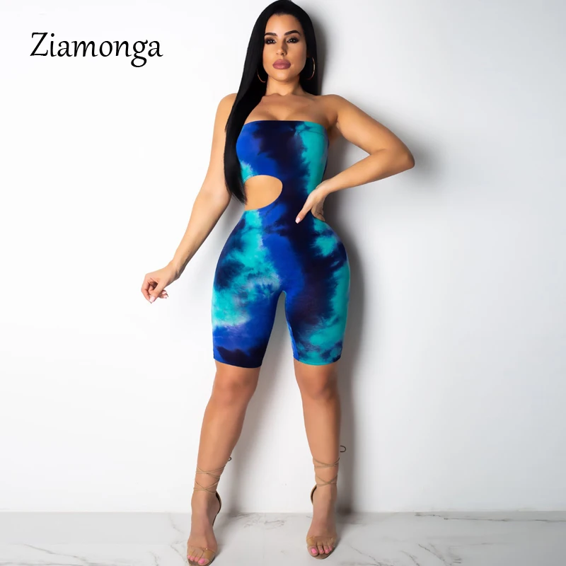 Ziamonga, новинка, женский, с завязками, окрашенный, без бретелек, с вырезами на талии, летний, до колена, комбинезон, облегающий, облегающий, пляжный, праздничный, комбинезон