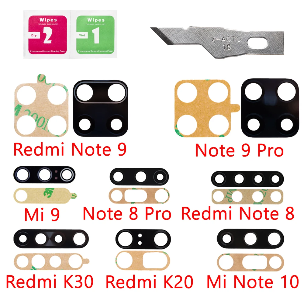Замена стеклянной крышки объектива задней камеры для Xiaomi Redmi Note 8 9 pro s 10 K20 K30 Pro Mi SE