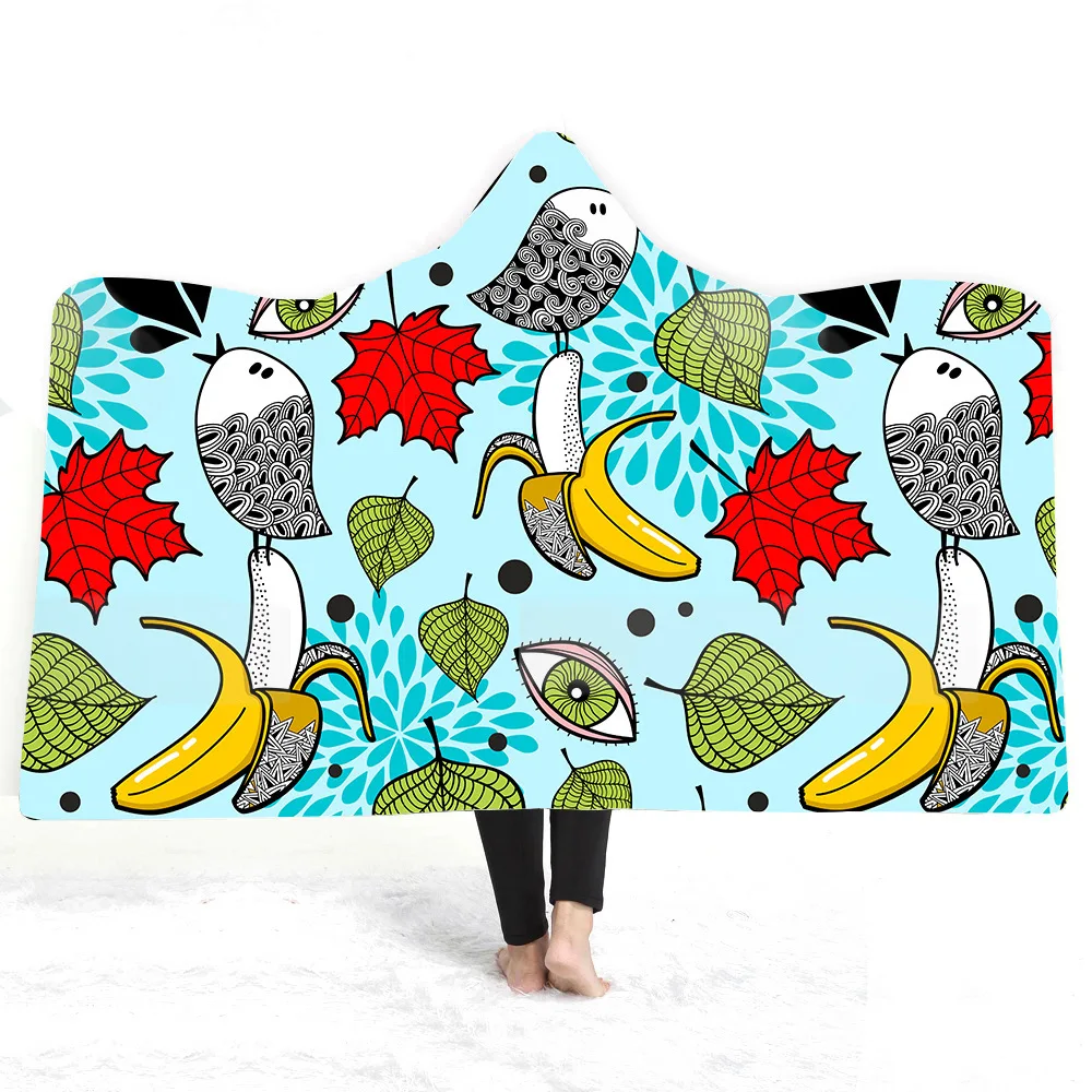 Flowers Hooded Blanket For Adults Childs 3D Printed Fleece Blanket For Sofa Portable Warm Throw Blanket For Home Travel Picnic