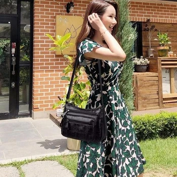 

Casual Women Bag Soft PU Leather Shoulder Bags High Quality Multi-pocket Woman Shoulder Bag Solid Color Lady Crossbody Bags