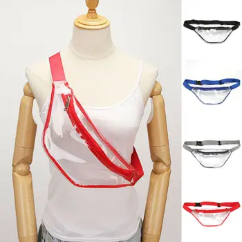 

US PVC Women Clear Waist Fanny Pack Belt Bag Hip Bum Bag Transparent Chest Pouch