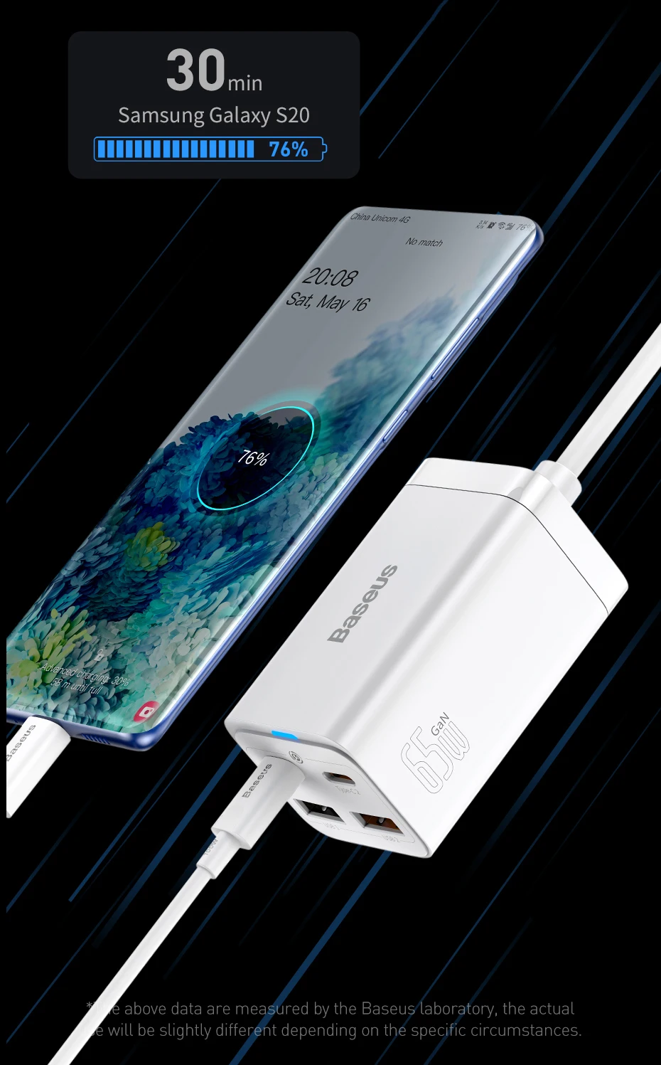 Baseus 65W GaN Charger Desktop Laptop Fast Charger 4 in 1 Adaptor For iPhone 13 12 Pro Max Xiaomi Samsung Tablets Phone Charger usb triple socket