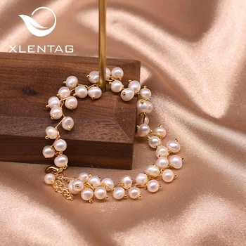 

XlentAg Handmade White Fresh Water Pearls Adjustable Layered Bracelets For Women Wife Wedding Classic Jewelry Sieraden GB0193B