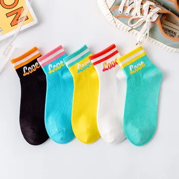 

Women Thin Sock Novelty Ladies Letter Socks Colorful Unisex Short Funny Cotton Sox Female Spring Summer Trendy Skarpetki Meskie