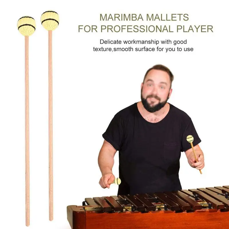 1 пара Киянки Marimba, ударные Киянки с пряжей и гладкой деревянной ручкой для профессионального игрока