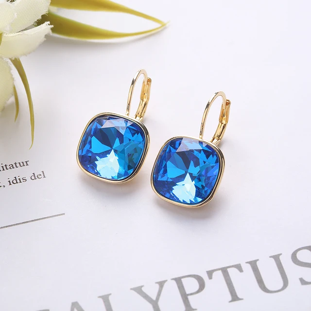2021 New Design  Square Stones Earrings With French Hook Lever Back For Fashion Girls Wedding Gifts G296