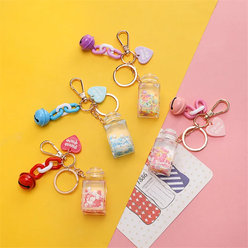 

Fashion Heart Charm Keychain Creative Starry Liquid Crystal Quicksand Sequin Keyring Pendant for Women Bag Car Key Chain Jewelry