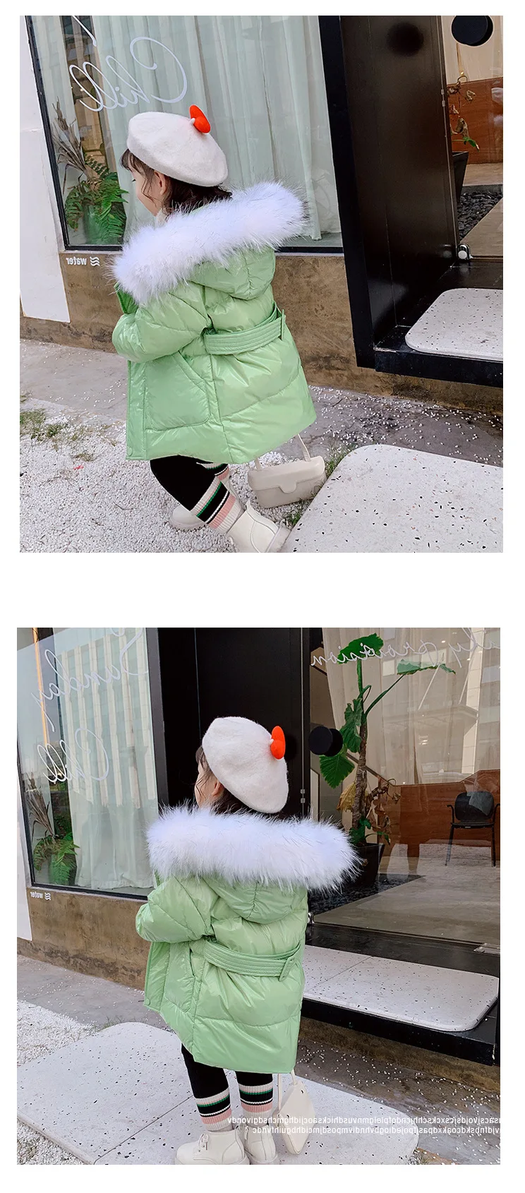 Новинка года; милое модное зимнее пальто для маленьких девочек; Большие меховые толстовки с капюшоном; Утепленные Пальто с хлопковой подкладкой и поясом; детская одежда
