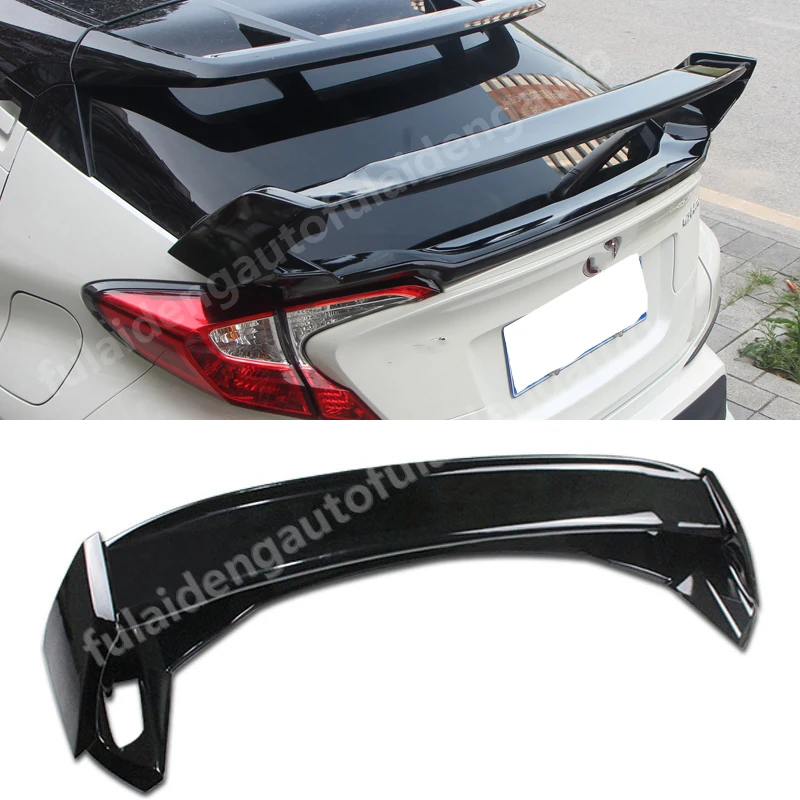 

For Toyota CHR C-HR 2016-2019 Gloss Black FRP Rear Trunk Spoiler Protector Wing Trim cover Car Styling Accessories