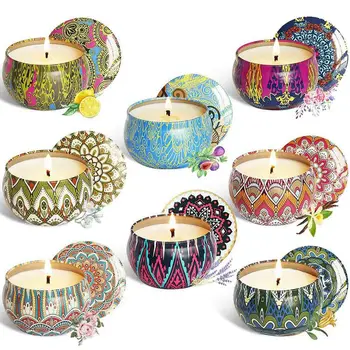 

Scented Candles Gift Set 100% Natural Soy Wax Travel Tin Candles For Stress Relief And Aromatherapy Relaxation 8 X 2.5 Ounce
