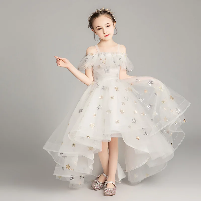 Children Catwalks Formal Dress Princess Dress Girls Puffy Yarn Host Piano Costume Little Girl Flower Boys/Flower Girls Wedding D