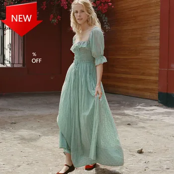 

Half Sleeve Low-cut Sexy Dress Ladies Casual High Waist Pleated Midi Dress Ruffles Trim Elegant Long Dress Women Summer Autumn