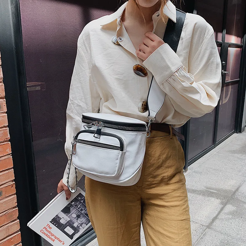 

Girl'S Small Bag 2019 New Style Korean-style Versitile Fashion Contrast Color Crossbody Bag Wide-Strap Bucket Bag