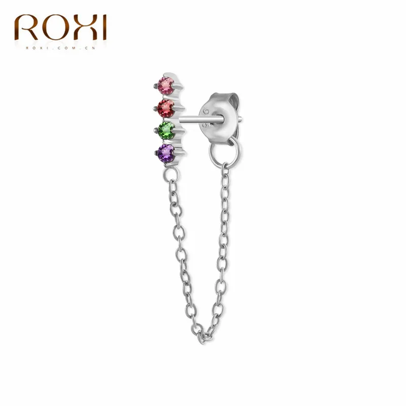 ROXI модные радужные Подвески с фианитом Висячие серьги для женщин Moon Star Boho ювелирные украшения для свадьбы серьги из стерлингового серебра 925 пробы
