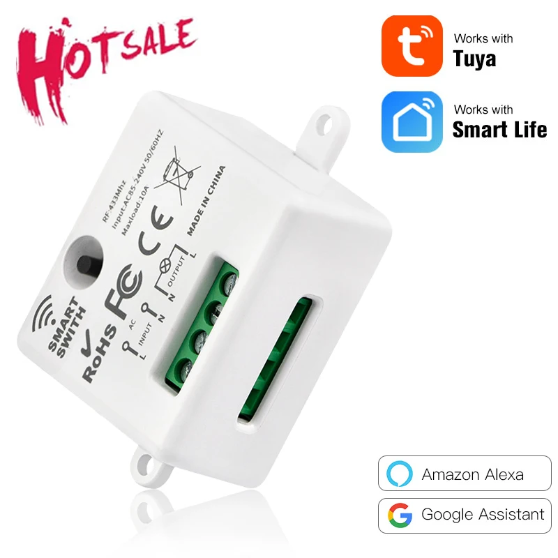 Wi-Fi мини-переключатель Tuya Smart Life APP кнопочный переключатель света RF 433 МГц