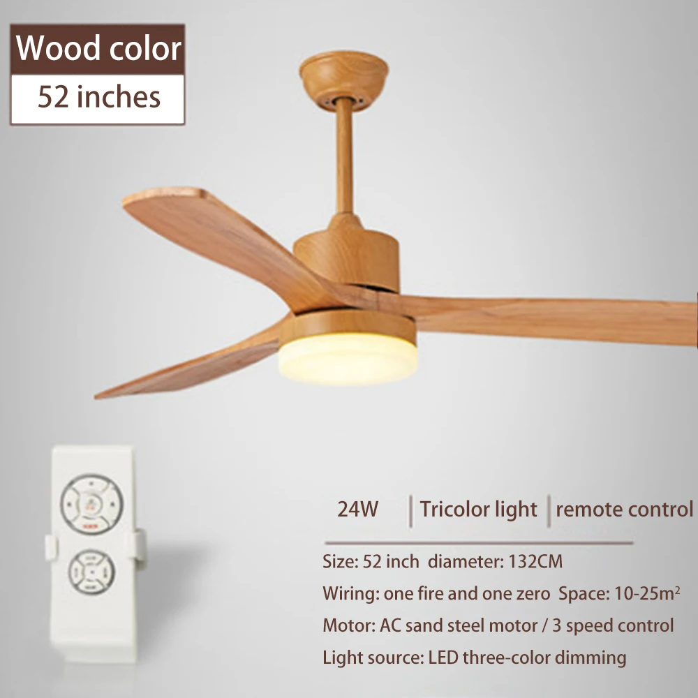 52 inch wood remote Светодиодный потолочный вентилятор лампы для Гостиная 220V деревянный потолочный вентилятор с подсветкой 42 48 52 дюймовые лопатки охлаждения пульт дистанционного затемнения светодиодные лампы - Цвет лезвия: 52 inch wood remote