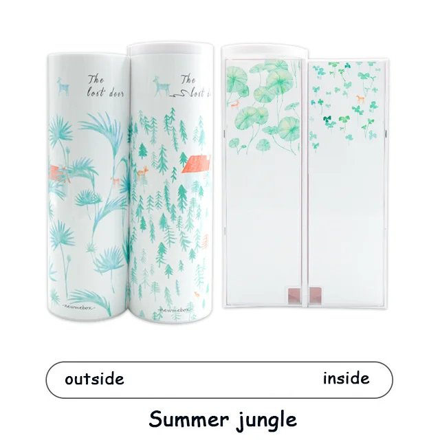 Summer jungle NBX Long style pencil cases box with calculator Suitable for use in boys Useful Anti-fall health With small mirror pen box Gifts - Цвет: Summer jungle