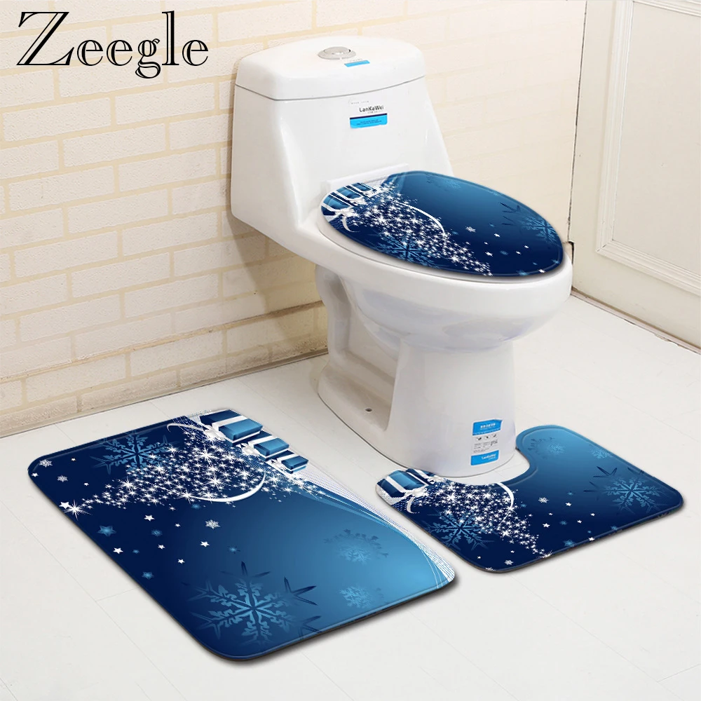 Zeegle 3pcs Bathroom Mat Set Anti-slip Bath Mat Bathroom Carpet Absorbent Shower Rug Foot Mat Washable Kitchen Carpet