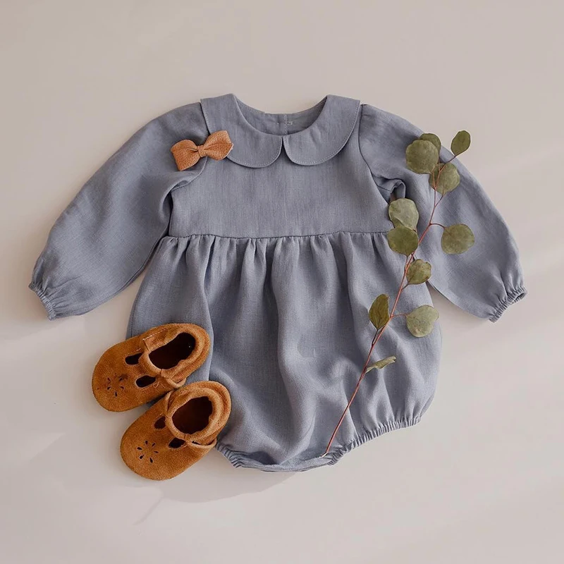 Low Cost Baby Clothing Rompers Jumpsuits Cotton Linen Newborn Long-Sleeve Melario Solid Myw5enqX6e9