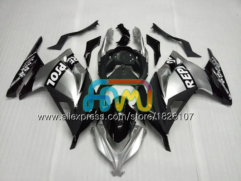 Инъекции для KAWASAKI ZX3R EX300 EX ZX 300R 4BS. 0 ZX-3R ZX300R 13, 14, 15, 16, 17, 2013 Обтекатели с акулой в синем blk - Цвет: No. 14