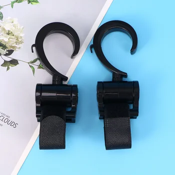 

4pcs Multi-function Baby Stroller Hooks 360 Degree Rotation Hook Baby Stroller Hanger for Daily Use (Black)