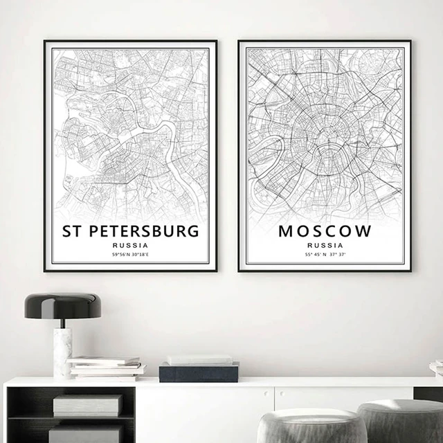 St Petersburg City Map Russia Canvas