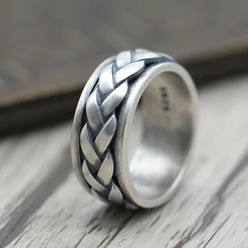 

Thai Silver Personalized Weaving Can Be Rotated Ring Back National Customs Ring Sterling Silver 925 Jewelry