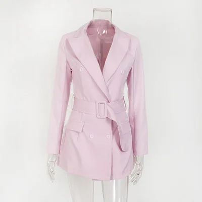 NATTEMAID, Модный повседневный Блейзер, Женское пальто, элегантный блейзер с длинным рукавом, куртка, верхняя одежда для женщин, черный, розовый блейзер, Женское пальто - Цвет: Розовый