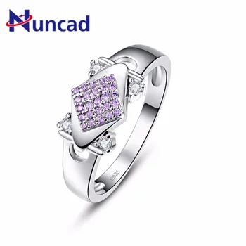 

AAA Rhombic Purple Stone 925 Sterling Silver Rings For Women Gorgeous Wedding Anel For Elegant Lady