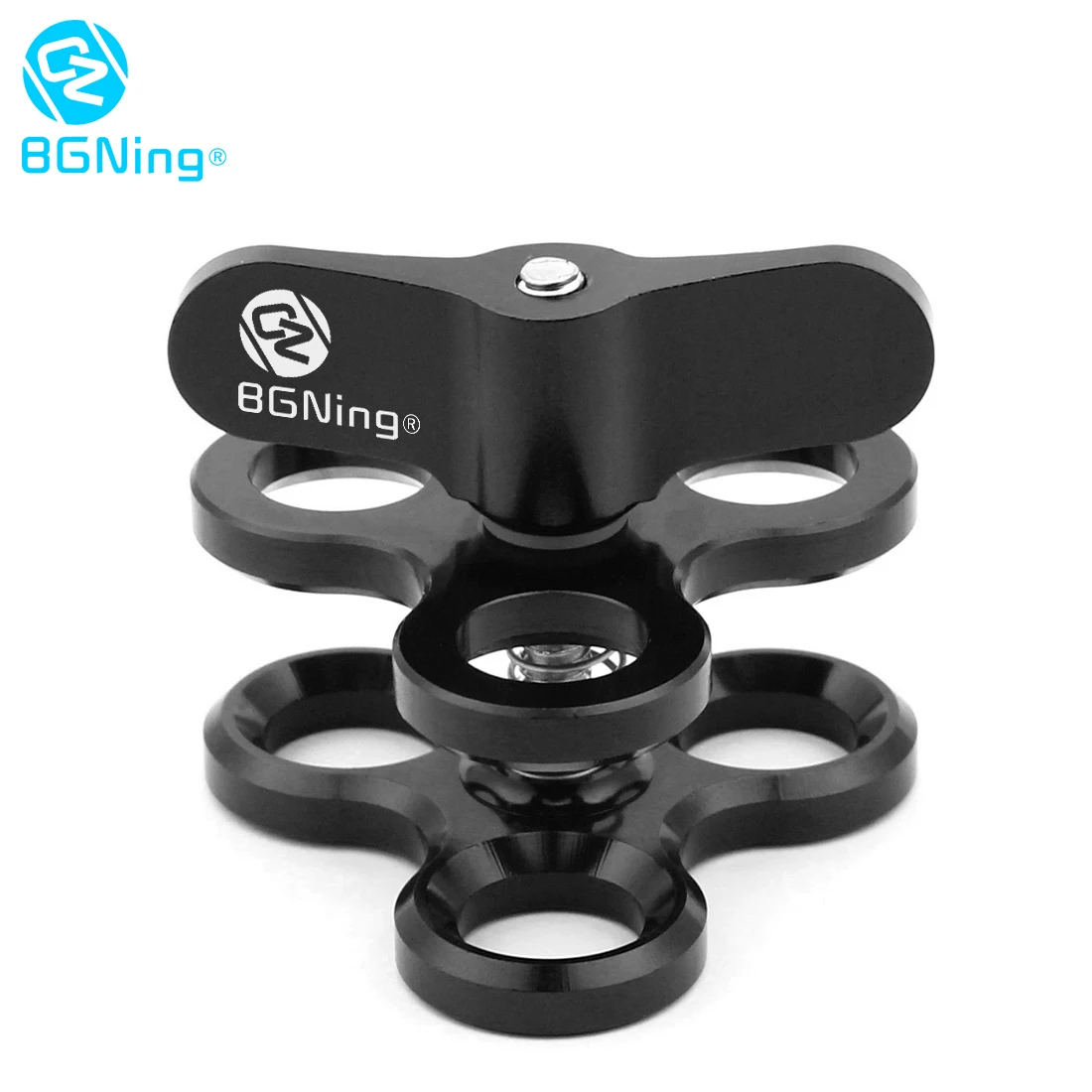 Black BGNing Logo Тройной Шаровой Зажим 3 отверстия подводный кронштейн для дайвинга фотография факела алюминий дайвинг огни мяч бабочка клип крепление - Цвет: Black BGNing Logo