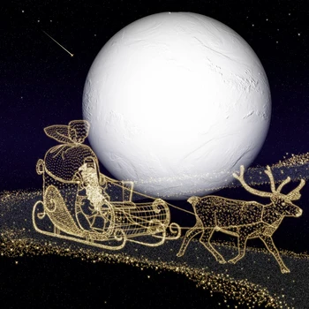 

Laeacco Photo Backdrops Dark Gold Christmas Sledge Santa Clause Winter Big Snow Ball Party Poster Photo Background Photo Studio