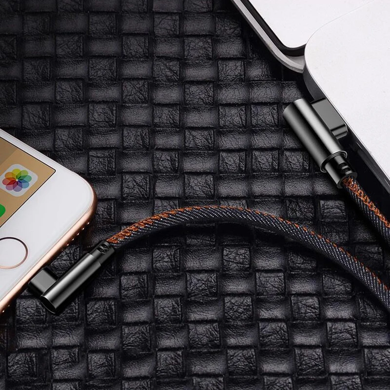 Подходит для ios, кабель для мобильного телефона, джинсовый USB кабель для передачи данных, двойной 90 градусов, джинсовый тип-c, Android, кабель для быстрой зарядки