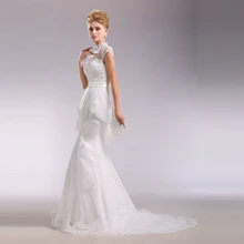 Изящное кружевное свадебное платье русалки О-образным вырезом кружевное с открытой спиной Chaple свадебное платье с длинным подолом