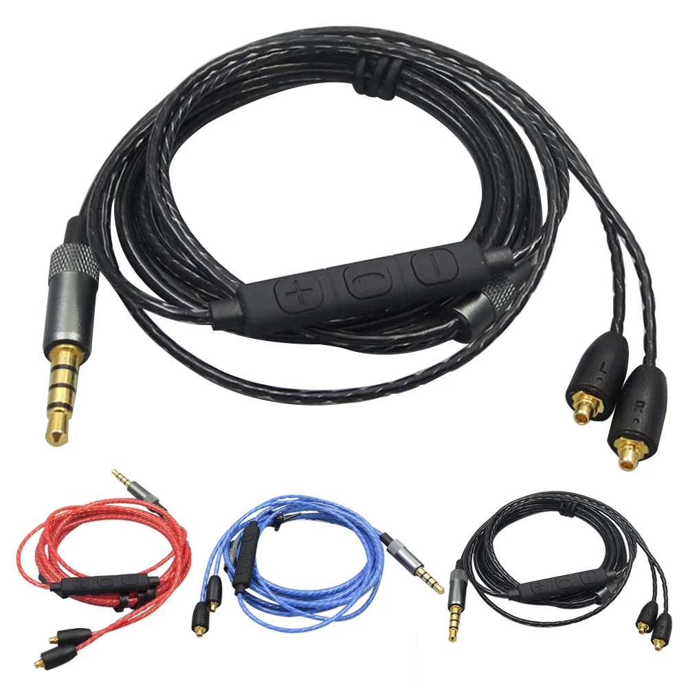 

With Microphone Practical Volume Control Audio Cable MMCX Remote Connector Durable Lengthened Wire Line For Shure SE215 SE535