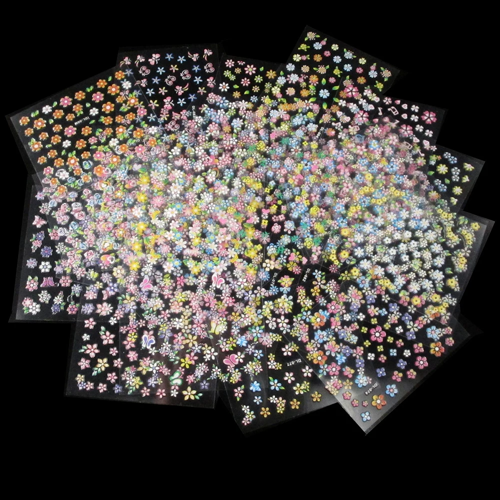 30 Sheets Nail Sticker Strips Wraps 3D DIY Flower Adhesive Sticker DIY Manicure Nail Art Stickers Decal Decor Manicure Tool