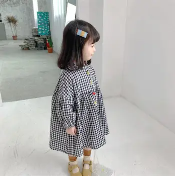 

2020 Korea Style Girls Plaid Dress Fashion Spring Cotton Girls Dresses 1-7 Years PY877