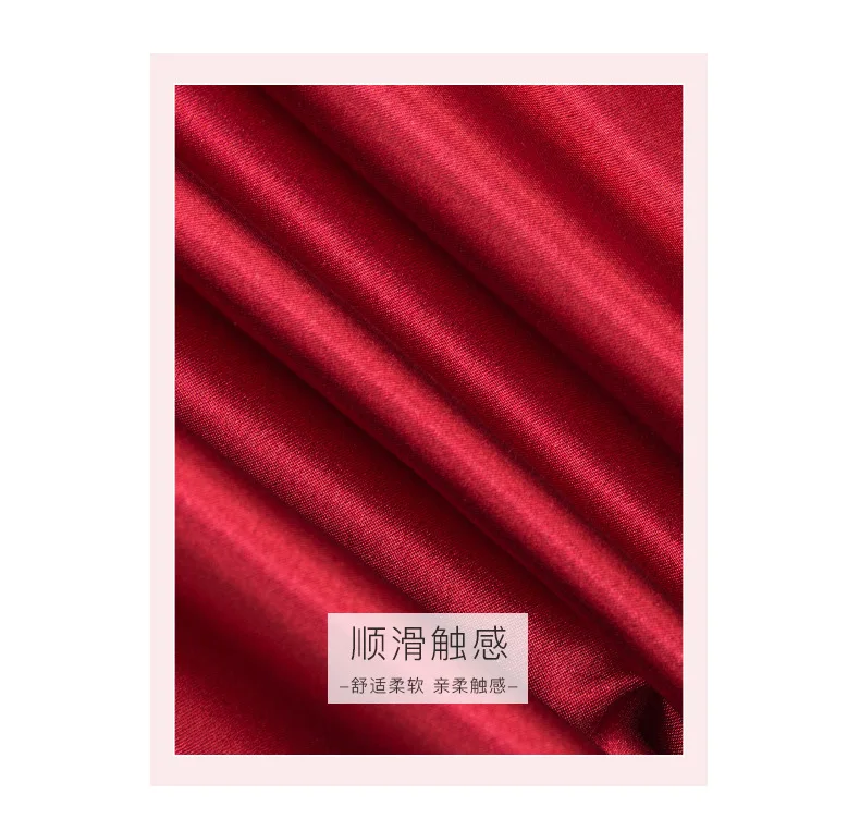 New Silk Wedding pajamas women's spring and summer long Bridesmaid red bridal morning gown home nightgown wp1273