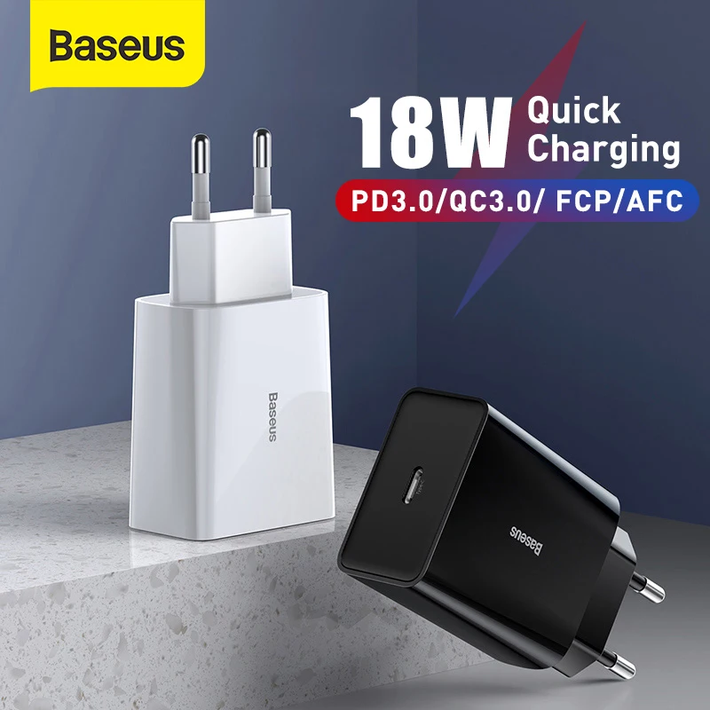 Мини USB зарядное устройство Baseus 18 Вт быстрая зарядка 3 0 для iPhone11 XS XR PD3.0 AFC FCP Samsung S10