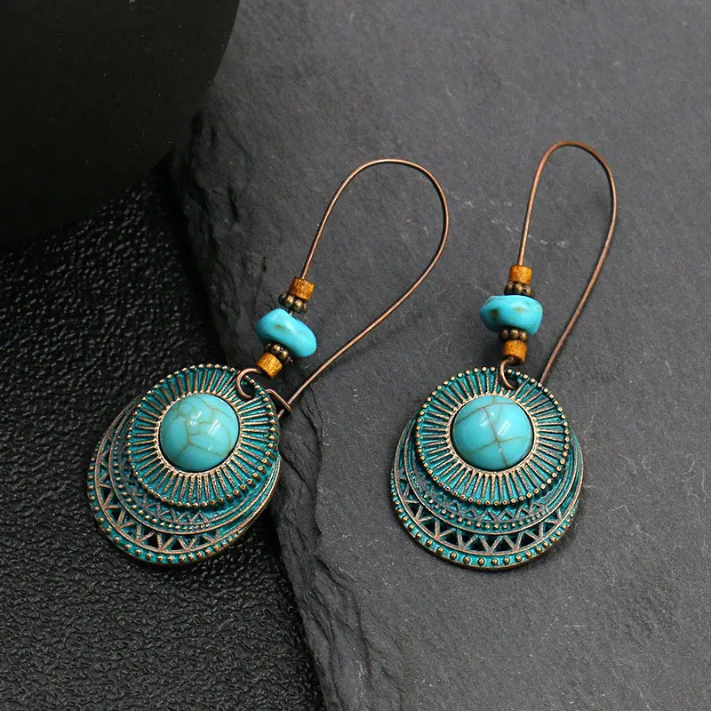 Drop Earrings Women Fashion Vintage Antique Copper Bronze 1 Pair