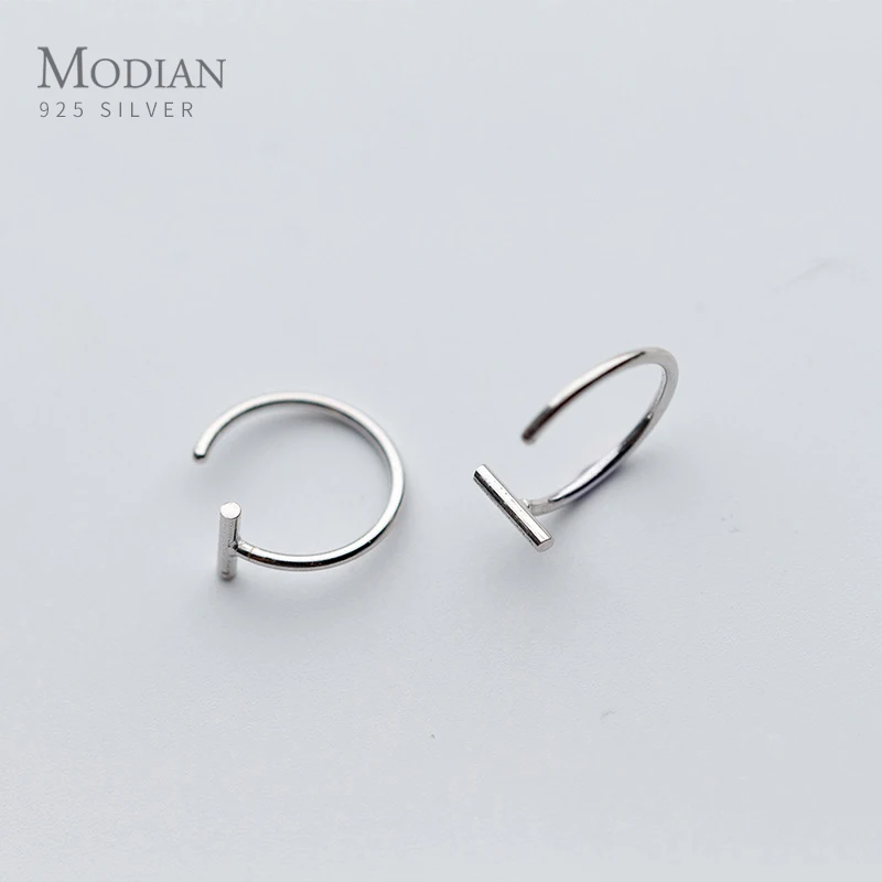 

Modian Simple Fashion Round New Design Hoop Earrings Real 925 Sterling Silver Jewelry For Women Silver Fine Hoops Earring Gift