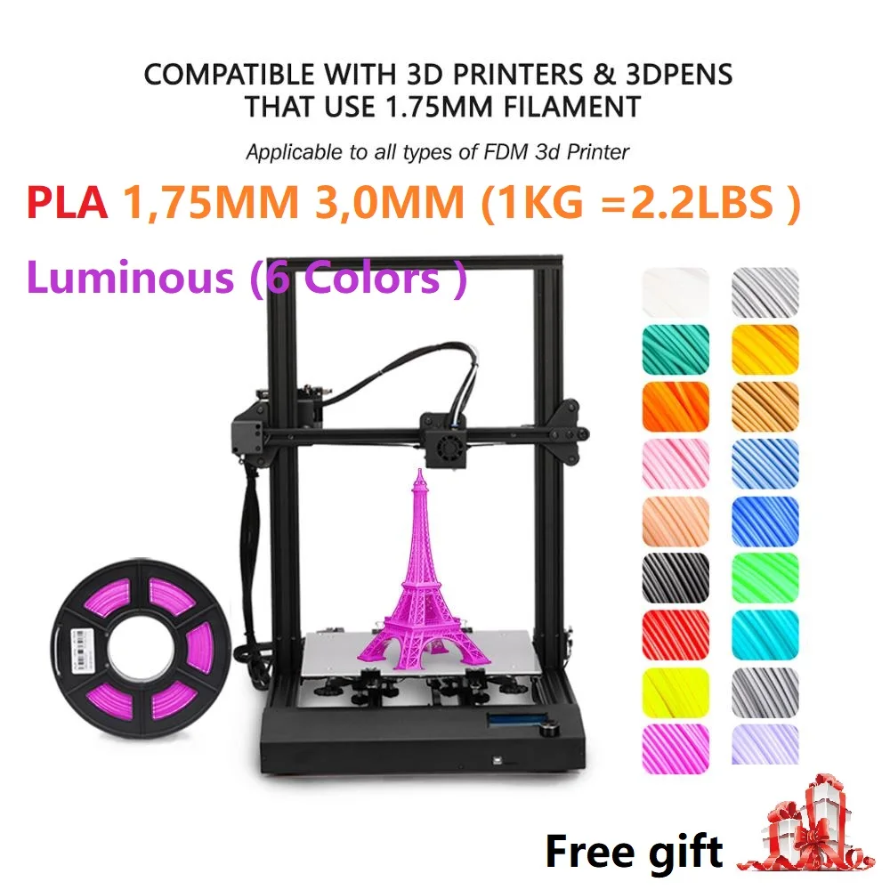 

PLA Filament 1.75mm 3.00MM 1kg 2.2 LBS Luminous 6 Colors Plastic Resin 3d Printer Original Sunlu Sublimation Products Printing