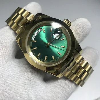 

AAA Gold green luxury watch automatic DAYDATE men automatic Self-wind 40mm 18K watches Stainless steel Wristwatch no battery