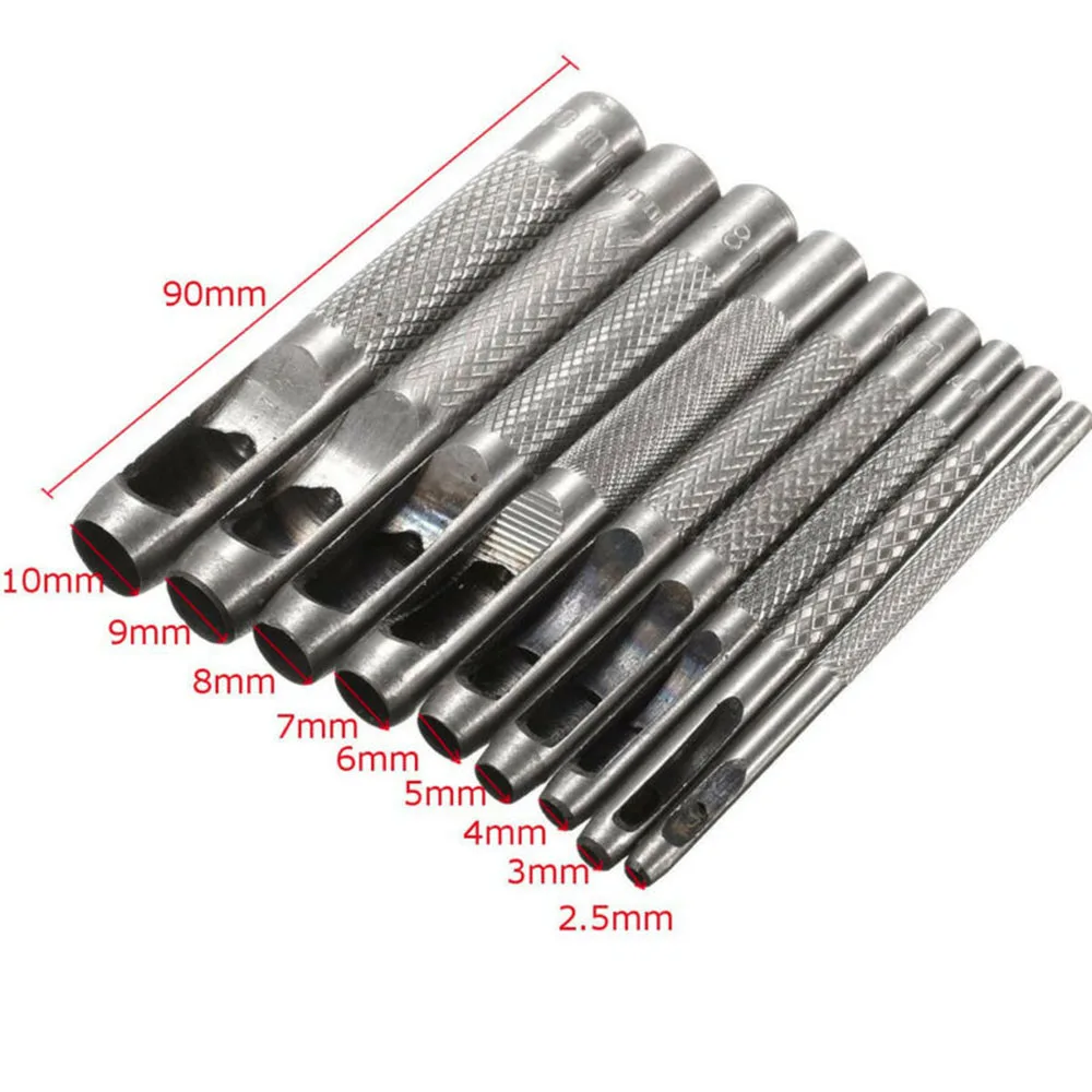 oshhni 9PCS Carbon Steel Hollow Hole Punch Set Leather Hole Puncher Belt Professional Leather Hole Tool 2.5-10mm oshhni 9PCS Carbon Steel Hollow Hole Punch Set Leather Hole Puncher Belt Professional Leather Hole Tool 2.5-10mm