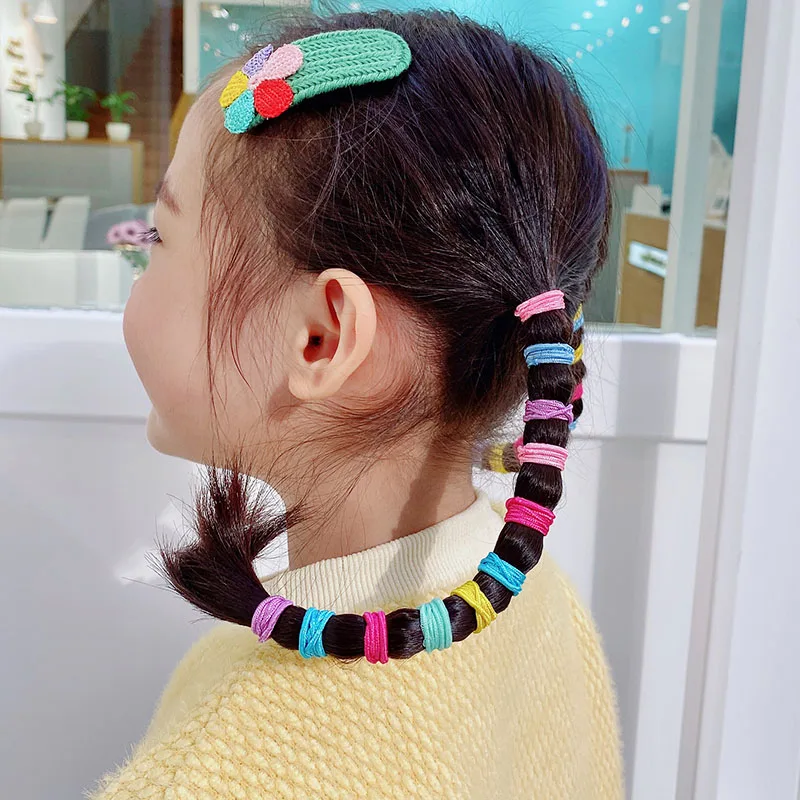 100/500pcs/Bag Girls Cute Colorful Basic Elastic Hair Bands Ponytail Holder Children Scrunchie Rubber Band Kids Hair Accessories