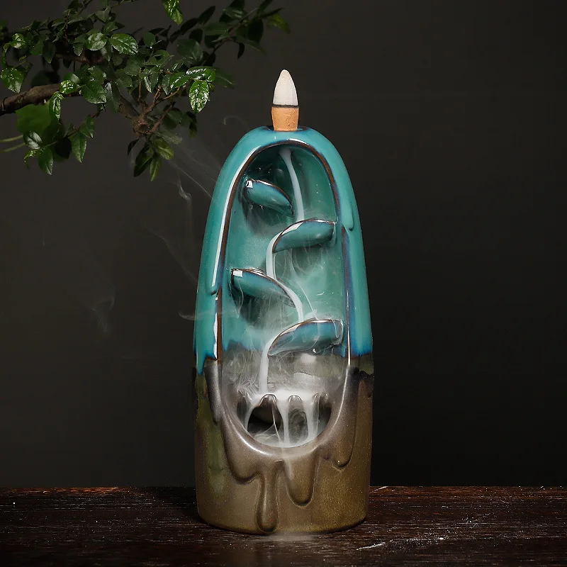 

Backflow Incense Burner Desktop Ceramic Aromatherapy Furnace Smell Base Home Office Decoration Incense Cones Incense Holder