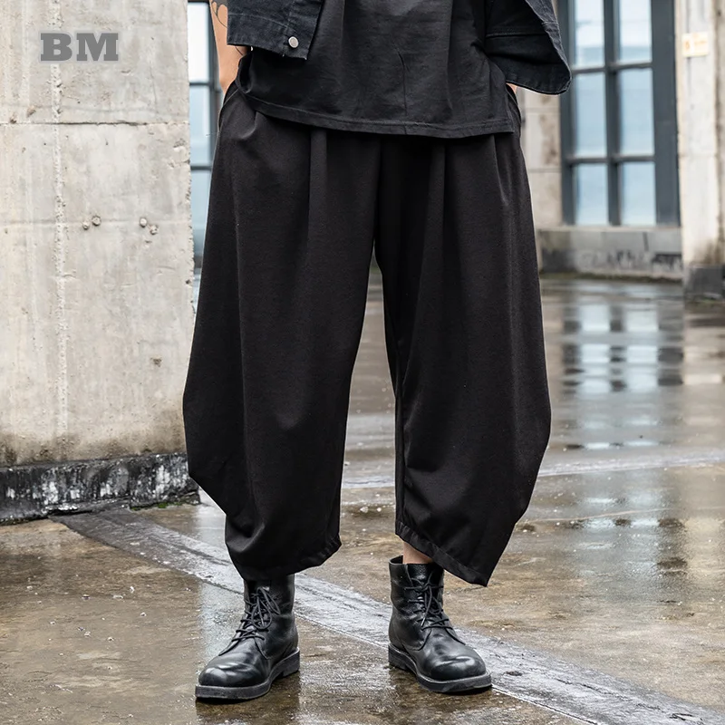 

Japanese Streetwear Dark Fashion Black Casual Pants Loose Couple Oversized Cropped Trousers Men Women Harajuku Original Costumes