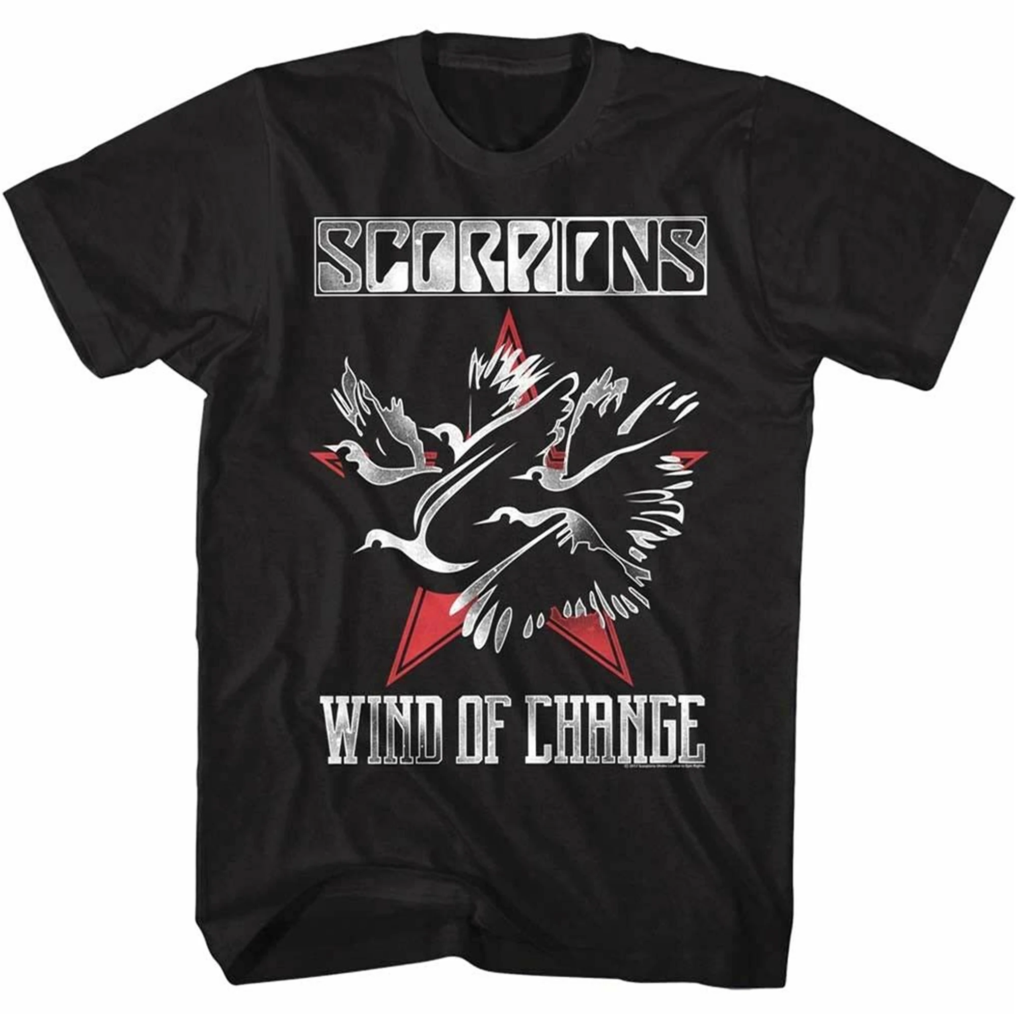 Scorpions Wind of Change Mens T-Shirt Dove Star Rock Band Album Cover Tour Merch cool O Neck Tops Tee Shirt | Мужская одежда