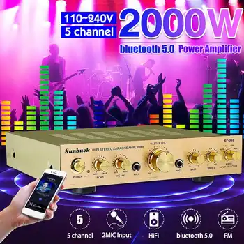 

HIFI Stereo Power Amplifier 2000W 110V 220V 5 Channel Equalizer bluetooth 5.0 Car Amplifier Home Theater Amplifiers Audio