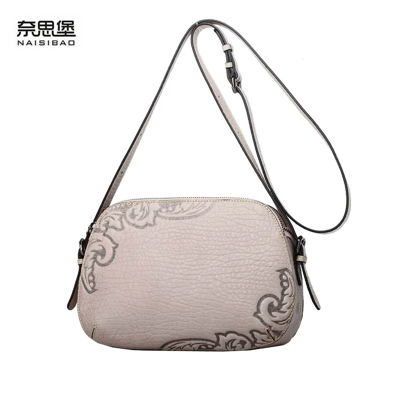 NAISIBAO New women genuine leather handbags luxury women bags designer fashion women leather shoulder Crossbody bag