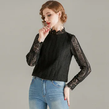 

A201015 Lace Top 2020 Season Women's Wear Long Sleeve Shirt